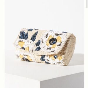 Anthropologie Floral Beaded Clutch, like new